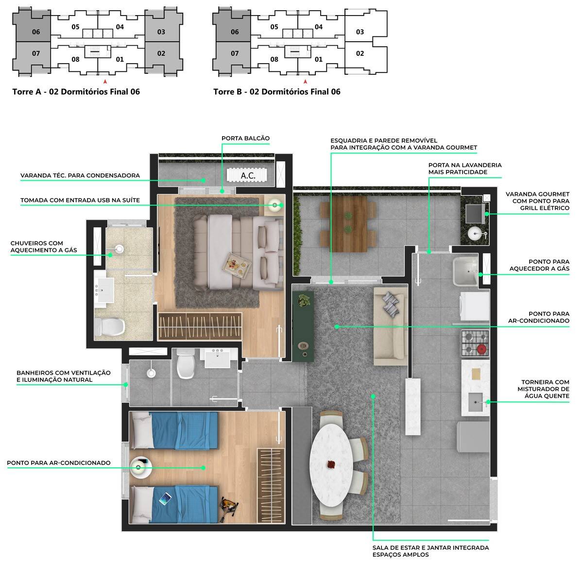 Apartamento, 2 quartos, 60 m² - Foto 3
