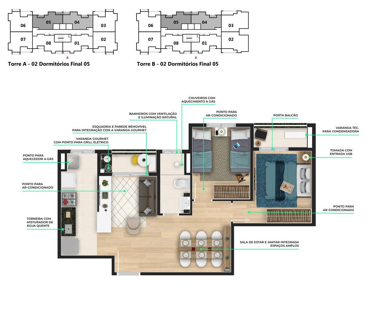 Apartamento, 2 quartos, 60 m² - Foto 5